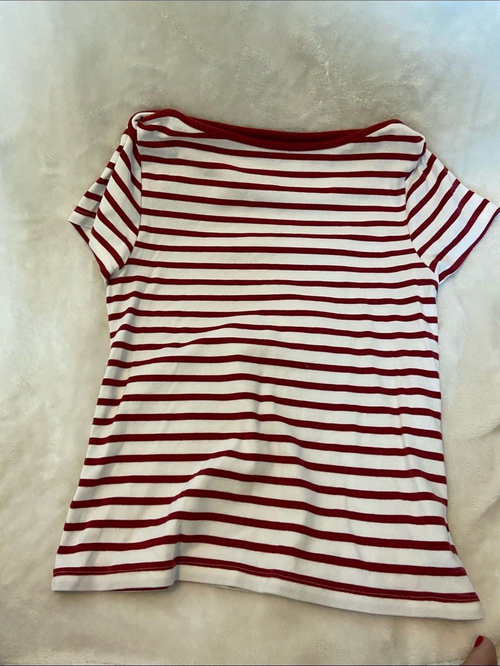 Old Navy Red & White Striped Short Sleeve Top